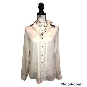 Limited Blouse Top Sheer Off White black XS workwear Business Office